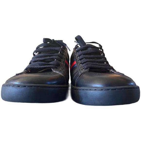 Gucci Ace Embroidered Tiger low-top black leather sneaker size 8 - Picture 4 of 6